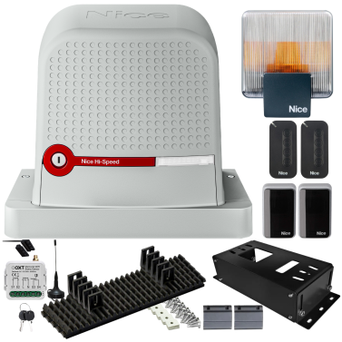 NICE ROBUS RBS 600 HS – napęd do bramy przesuwnej 8m 600 kg + lampa, listwa nylonowa 5 mb, sterownik Wi-Fi, podstawa antracyt